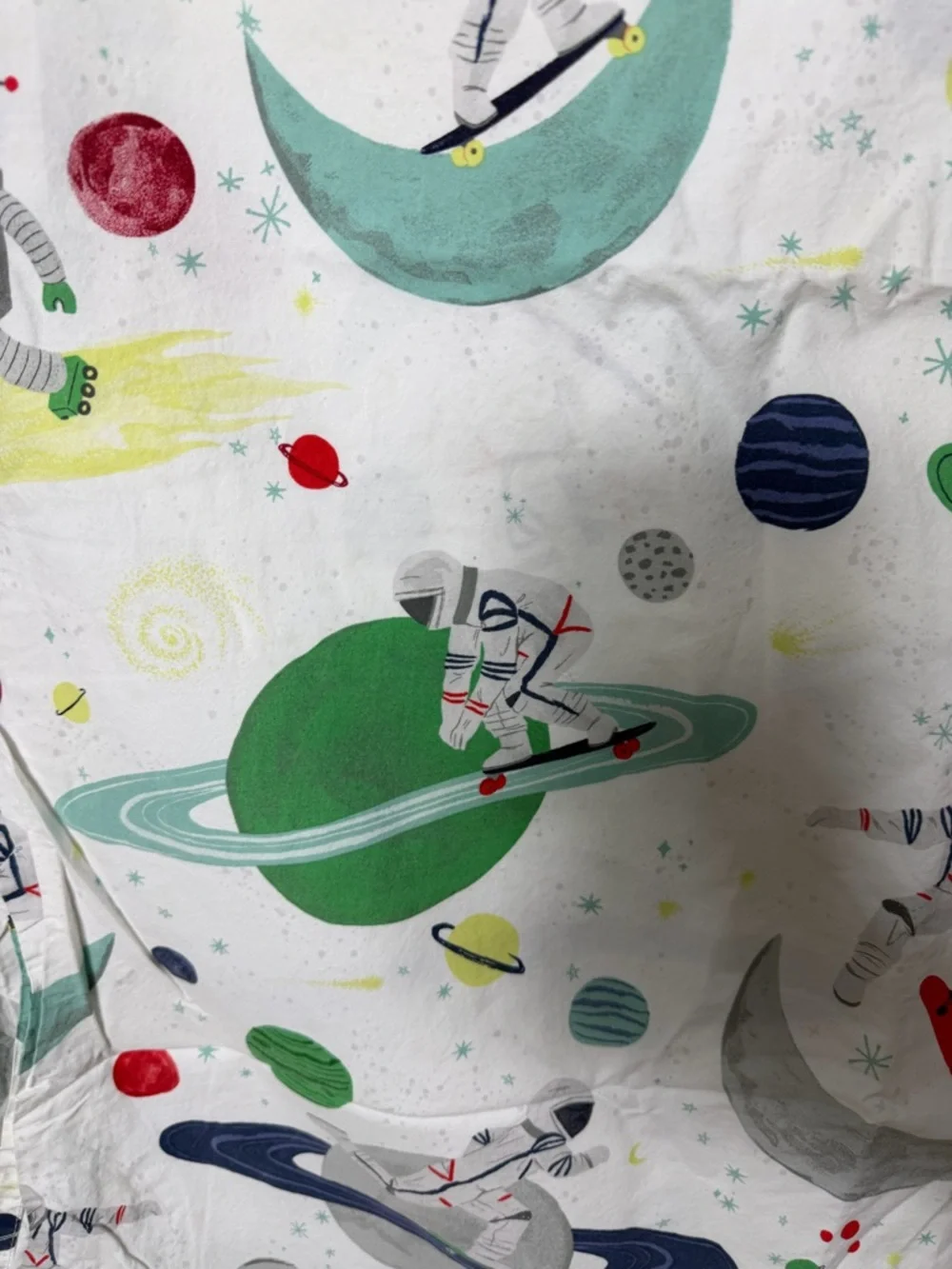 Pottery Barn Kids Robot Space Skateboard Twin Flat Sheet Bedding Cotton